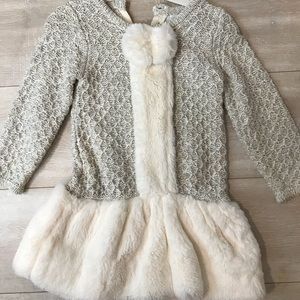 Tahari Girls faux fur skirted dress 3T